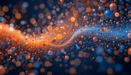 Wall Mural - orange and blue flying particles