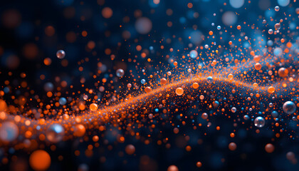 Wall Mural - orange and blue flying particles