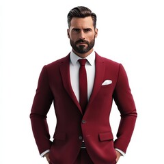 Wall Mural - A Man in a Crimson Suit Poses Confidently