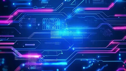 Wall Mural - a computer screen with a blue background and pink and purple lines. the lines are connected to each 
