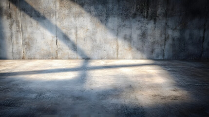 Wall Mural - Close-up image of concrete wall and floor with shadow and plain gray texture