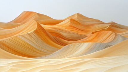 Wall Mural - Flowing desert landscape with sand dunes under clear sky.