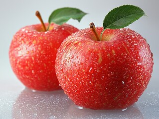 Wall Mural - Fresh Red Apples, Isolated on White Background, High-Quality Images, Clean Environment, Close-Up, Natural Shine