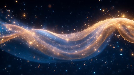 golden and blue glitter wave abstract art