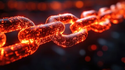 Digital Chain: Exploring Interconnectedness Through Data Visualization, a Futuristic Abstract Representation of Network Links and Connections with Glowing Particles