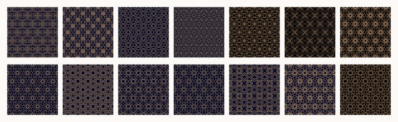 arabic pattern set line gold style for poster, holiday cover vector 10 eps