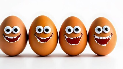 Wall Mural - Creative Eggs with Eyes and Funny Faces for Easter