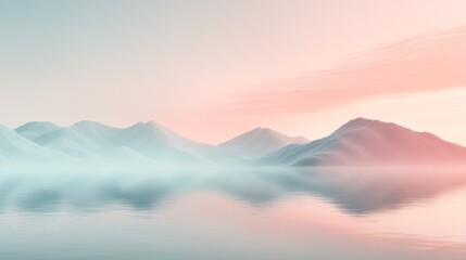 Wall Mural - serene pastel mountains reflecting in calm water