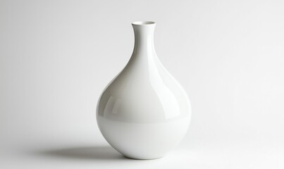 Canvas Print - Elegant white ceramic vase with smooth curves and glossy finish, perfect for modern decor and floral arrangements