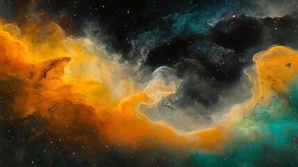 Vibrant nebula clouds and cosmic dust merging into an abstract background