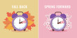 © Olha - Switch to summer and winter time. Daylight saving time vector illustration. Spring forward, fall back