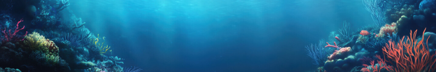 Wall Mural - abstract background with underwater theme, web site header or footer template