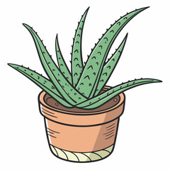 Sticker - aloe vera plant in pot