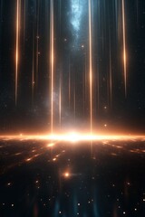 Wall Mural - Illuminated cosmic beams cascade through the vastness of space creating a mesmerizing celestial display at twilight. Generative AI