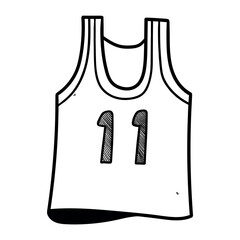 Wall Mural - Hand drawn doodle basketball jersey on white background.