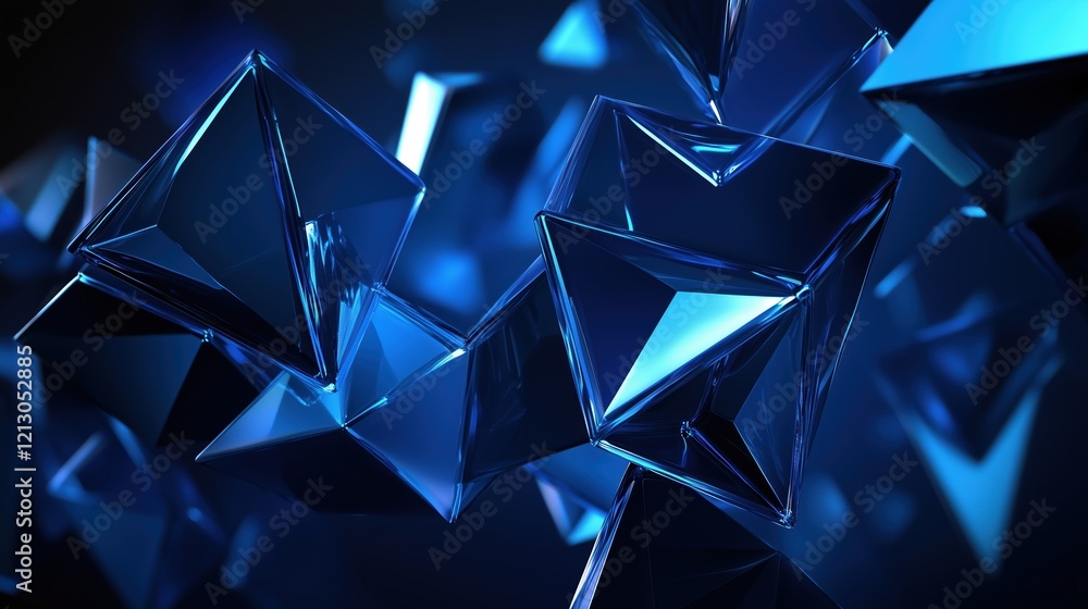 Abstract Blue Geometry: A mesmerizing abstract background features an ...