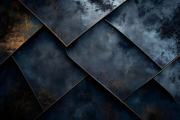 Wall Mural - abstract dark geometric texture with metallic accents and scratches.