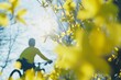 © Halina Berah - Springtime outdoors finds a graceful senior couple pedaling bicycles together