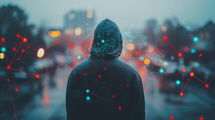 Hacker are planning to hack and attack networks and cyber security systems.team people innovation connection of line from nail node to node on map background , networking concept