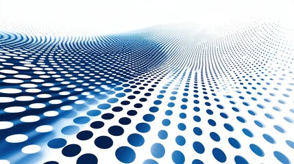 Wall Mural - Blue dotted wave pattern on white gradient background for digital design.