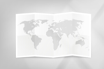 Poster - Paper map on bright background with window light. 3d vector mockup
