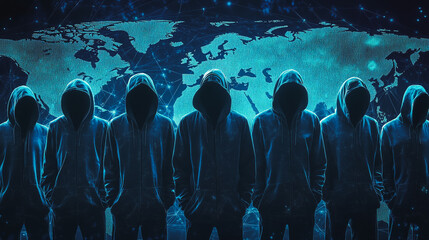Hacker are planning to hack and attack networks and cyber security systems.team people innovation connection of line from nail node to node on map background , networking concept