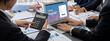 © Summit Art Creations - Business intelligence and data analysis concept. Analyst team working on financial data analysis dashboard on laptop screen as marketing indication for effective business strategic planning. Insight