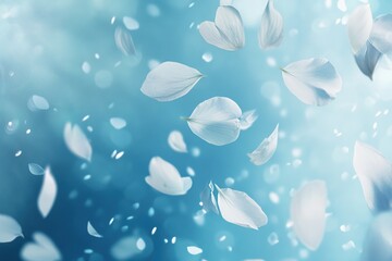 Sticker - Beautiful white spring flower petals in air