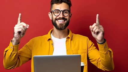 Canvas Print - The Man with Laptop Smiling