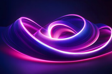 Wall Mural - a three-dimensional representation of light trails in abstract pink and purple colors.