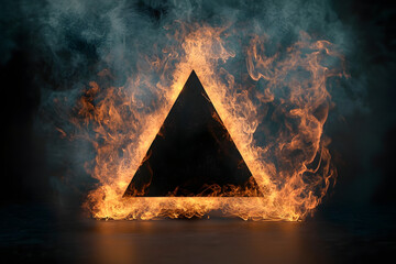 Wall Mural - a black background featuring the fire triangle, enhanced with a magical spell effect.