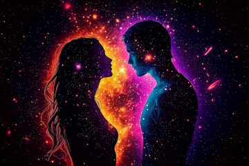 Wall Mural - A cosmic duo gazes into the starry universe.