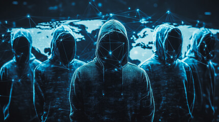 Hacker are planning to hack and attack networks and cyber security systems.team people innovation connection of line from nail node to node on map background , networking concept