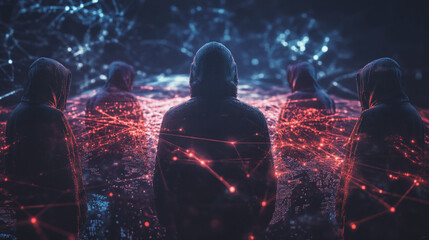 Hacker are planning to hack and attack networks and cyber security systems.team people innovation connection of line from nail node to node on map background , networking concept
