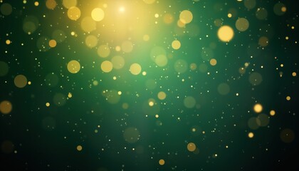 Aufkleber - Green background with bright yellow lights, glitter. Abstract festive design with glowing effect. Elegant, beautiful. Bokeh effect. Shiny, sparkling, like celebration holiday. Shimmering golden