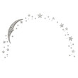 © GMeta - Celestial arch with crescent moon stars and silver accents on white backdrop