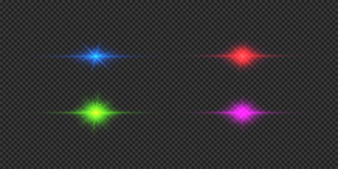 Wall Mural - set of multicolor horizontal light effects of lens flares