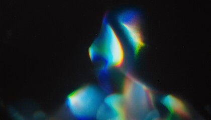 Wall Mural - iridescent blurred grainy silhouette on black background
