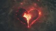 © Dihya - Burning Heart: A fiery symbol of heartbreak and loss. Embers glow, symbolizing intense emotions and painful memories. A dramatic, dark and moody image.
