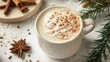 © Vodkaz - Creamy coffee with whipped cream, cozy warm drink topped with nuts, perfect for winter gatherings and casual moments.