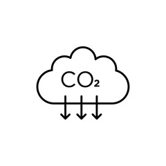 Wall Mural - Reduce carbon dioxide co2 icon black and white vector sign