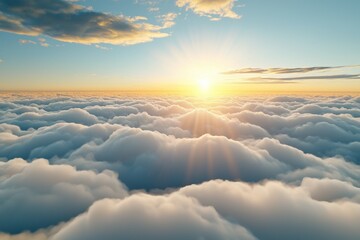Wall Mural - the sky is filled with clouds and the sun is shining brightly