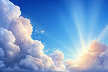 Wall Mural - the sky is filled with clouds and the sun is shining through them