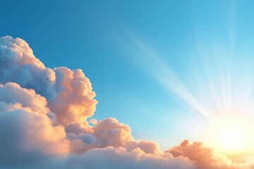 Wall Mural - the sky is blue with a few clouds and the sun is shining brightly