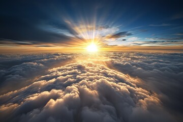 Wall Mural - the sky is filled with clouds and the sun is shining through them
