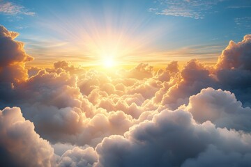 Wall Mural - the sky is filled with clouds and the sun is shining through them