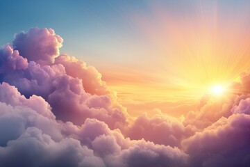 Wall Mural - the sky is filled with clouds and the sun is shining brightly