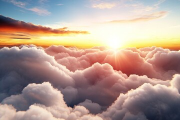 Wall Mural - the sky is filled with clouds and the sun is shining brightly through them