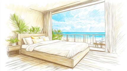 Poster - The ocean view from the beachfront bedroom suite offers a relaxing atmosphere