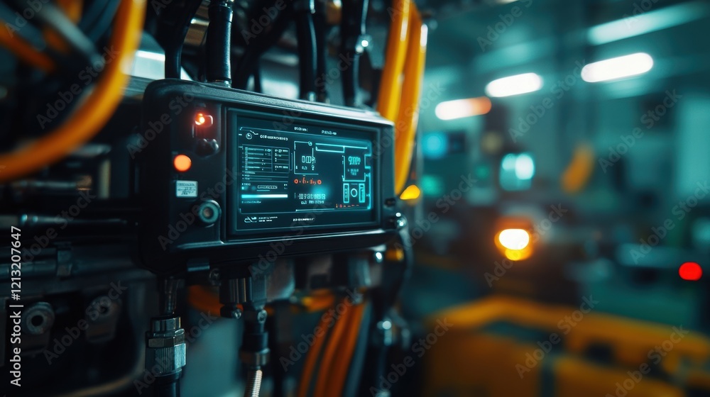 Highlating Machine Problem Visual Display Futuristic control panel featuring a digital display with various ...